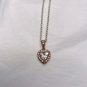 Sterling Silver Cubic Zirconia Heart Necklace Anniversary Valentines Gift